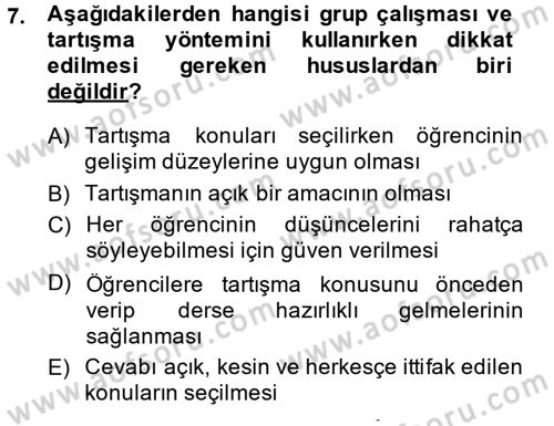 Din Eğitimi ve Din Hizmetlerinde Rehberlik Dersi 2014 - 2015 Yılı (Final) Dönem Sonu Sınav Soruları 7. Soru