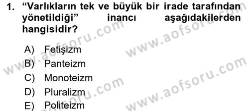 Din Eğitimi ve Din Hizmetlerinde Rehberlik Dersi 2015 - 2016 Yılı (Vize) Ara Sınavı 1. Soru