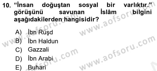 Din Eğitimi ve Din Hizmetlerinde Rehberlik Dersi 2015 - 2016 Yılı (Vize) Ara Sınavı 10. Soru