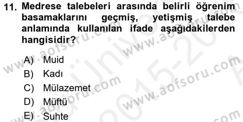 Din Eğitimi ve Din Hizmetlerinde Rehberlik Dersi 2015 - 2016 Yılı (Vize) Ara Sınavı 11. Soru