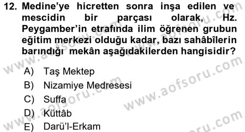 Din Eğitimi ve Din Hizmetlerinde Rehberlik Dersi 2015 - 2016 Yılı (Vize) Ara Sınavı 12. Soru