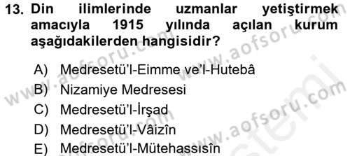 Din Eğitimi ve Din Hizmetlerinde Rehberlik Dersi 2015 - 2016 Yılı (Vize) Ara Sınavı 13. Soru