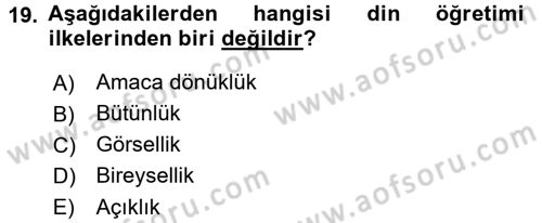 Din Eğitimi ve Din Hizmetlerinde Rehberlik Dersi 2015 - 2016 Yılı (Vize) Ara Sınavı 19. Soru