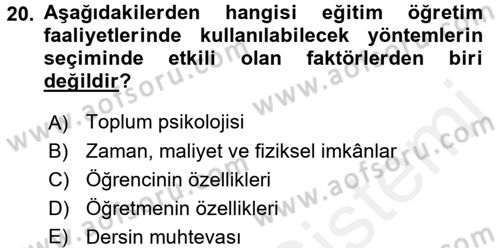 Din Eğitimi ve Din Hizmetlerinde Rehberlik Dersi 2015 - 2016 Yılı (Vize) Ara Sınavı 20. Soru