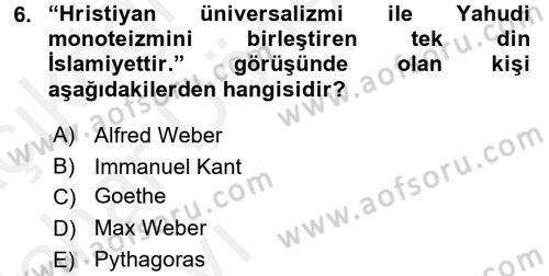 Din Eğitimi ve Din Hizmetlerinde Rehberlik Dersi 2015 - 2016 Yılı (Vize) Ara Sınavı 6. Soru