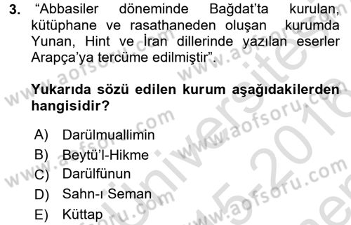 Din Eğitimi ve Din Hizmetlerinde Rehberlik Dersi 2015 - 2016 Yılı (Final) Dönem Sonu Sınavı 3. Soru