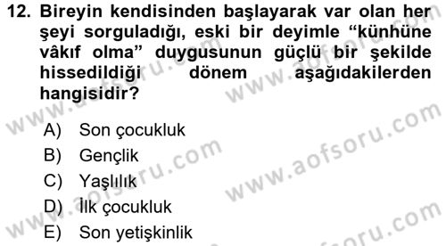 Din Eğitimi ve Din Hizmetlerinde Rehberlik Dersi 2015 - 2016 Yılı Tek Ders Sınav Soruları 12. Soru
