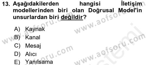 Din Eğitimi ve Din Hizmetlerinde Rehberlik Dersi 2015 - 2016 Yılı Tek Ders Sınav Soruları 13. Soru