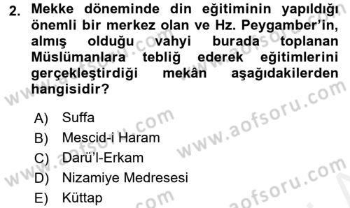 Din Eğitimi ve Din Hizmetlerinde Rehberlik Dersi 2015 - 2016 Yılı Tek Ders Sınav Soruları 2. Soru