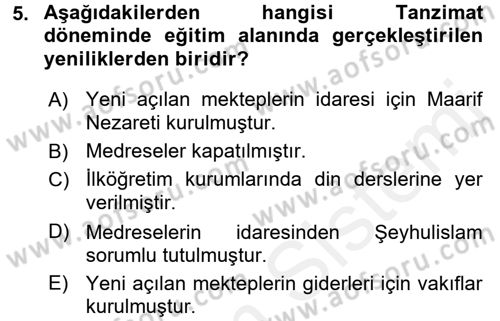Din Eğitimi ve Din Hizmetlerinde Rehberlik Dersi 2015 - 2016 Yılı Tek Ders Sınav Soruları 5. Soru