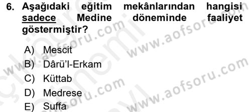 Din Eğitimi ve Din Hizmetlerinde Rehberlik Dersi 2015 - 2016 Yılı Tek Ders Sınav Soruları 6. Soru