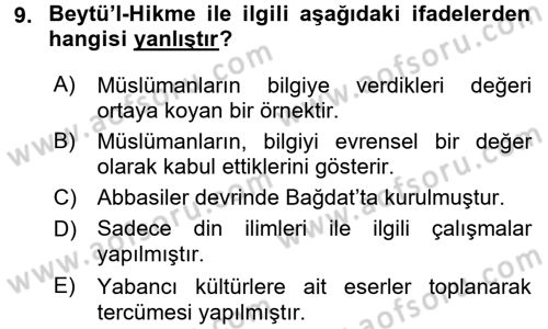 Din Eğitimi ve Din Hizmetlerinde Rehberlik Dersi 2015 - 2016 Yılı Tek Ders Sınav Soruları 9. Soru
