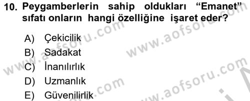 Din Eğitimi ve Din Hizmetlerinde Rehberlik Dersi 2016 - 2017 Yılı 3 Ders Sınav Soruları 10. Soru