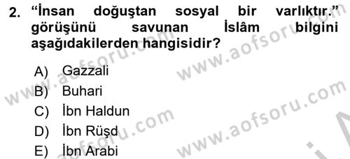 Din Eğitimi ve Din Hizmetlerinde Rehberlik Dersi 2016 - 2017 Yılı 3 Ders Sınav Soruları 2. Soru