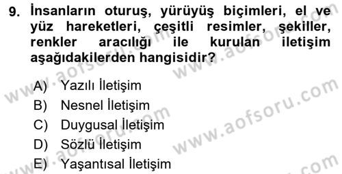 Din Eğitimi ve Din Hizmetlerinde Rehberlik Dersi 2016 - 2017 Yılı 3 Ders Sınav Soruları 9. Soru