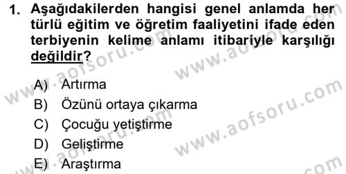 Din Eğitimi ve Din Hizmetlerinde Rehberlik Dersi 2016 - 2017 Yılı (Vize) Ara Sınav Soruları 1. Soru