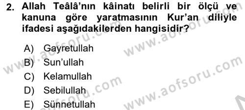 Din Eğitimi ve Din Hizmetlerinde Rehberlik Dersi 2016 - 2017 Yılı (Vize) Ara Sınav Soruları 2. Soru