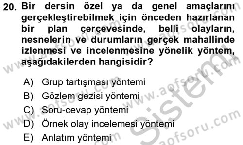 Din Eğitimi ve Din Hizmetlerinde Rehberlik Dersi 2016 - 2017 Yılı (Vize) Ara Sınav Soruları 20. Soru