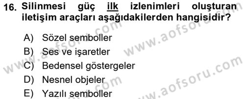 Din Eğitimi ve Din Hizmetlerinde Rehberlik Dersi 2016 - 2017 Yılı (Final) Dönem Sonu Sınav Soruları 16. Soru