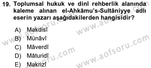 Din Eğitimi ve Din Hizmetlerinde Rehberlik Dersi 2016 - 2017 Yılı (Final) Dönem Sonu Sınav Soruları 19. Soru
