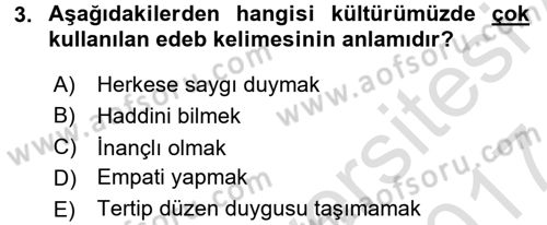 Din Eğitimi ve Din Hizmetlerinde Rehberlik Dersi 2016 - 2017 Yılı (Final) Dönem Sonu Sınav Soruları 3. Soru