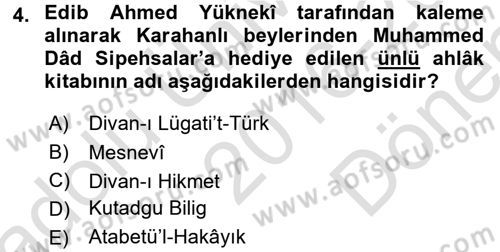 Din Eğitimi ve Din Hizmetlerinde Rehberlik Dersi 2016 - 2017 Yılı (Final) Dönem Sonu Sınav Soruları 4. Soru