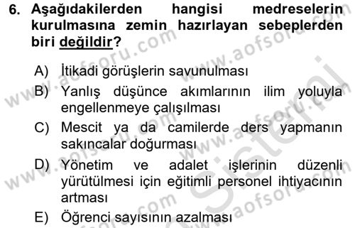 Din Eğitimi ve Din Hizmetlerinde Rehberlik Dersi 2016 - 2017 Yılı (Final) Dönem Sonu Sınav Soruları 6. Soru