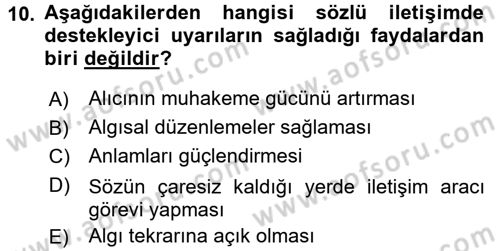 Din Eğitimi ve Din Hizmetlerinde Rehberlik Dersi 2017 - 2018 Yılı 3 Ders Sınav Soruları 10. Soru