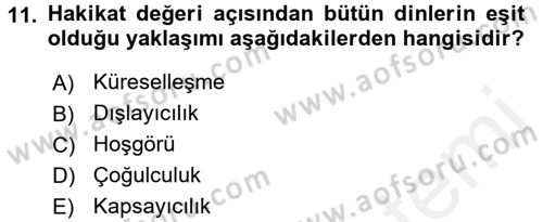 Din Eğitimi ve Din Hizmetlerinde Rehberlik Dersi 2017 - 2018 Yılı 3 Ders Sınav Soruları 11. Soru