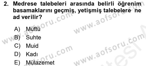 Din Eğitimi ve Din Hizmetlerinde Rehberlik Dersi 2017 - 2018 Yılı 3 Ders Sınav Soruları 2. Soru
