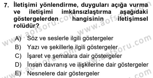 Din Eğitimi ve Din Hizmetlerinde Rehberlik Dersi 2017 - 2018 Yılı 3 Ders Sınav Soruları 7. Soru