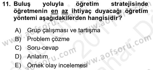 Din Eğitimi ve Din Hizmetlerinde Rehberlik Dersi 2017 - 2018 Yılı (Vize) Ara Sınavı 11. Soru