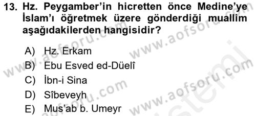 Din Eğitimi ve Din Hizmetlerinde Rehberlik Dersi 2017 - 2018 Yılı (Vize) Ara Sınavı 13. Soru