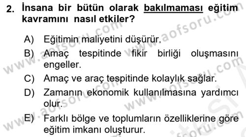 Din Eğitimi ve Din Hizmetlerinde Rehberlik Dersi 2017 - 2018 Yılı (Vize) Ara Sınavı 2. Soru