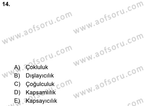 Din Eğitimi ve Din Hizmetlerinde Rehberlik Dersi 2017 - 2018 Yılı (Final) Dönem Sonu Sınav Soruları 14. Soru