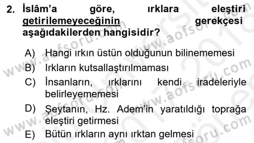 Din Eğitimi ve Din Hizmetlerinde Rehberlik Dersi 2017 - 2018 Yılı (Final) Dönem Sonu Sınav Soruları 2. Soru