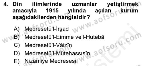 Din Eğitimi ve Din Hizmetlerinde Rehberlik Dersi 2017 - 2018 Yılı (Final) Dönem Sonu Sınav Soruları 4. Soru