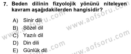 Din Eğitimi ve Din Hizmetlerinde Rehberlik Dersi 2017 - 2018 Yılı (Final) Dönem Sonu Sınav Soruları 7. Soru
