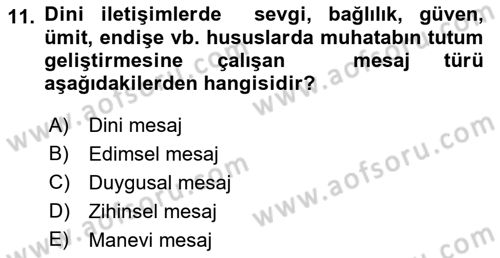 Din Eğitimi ve Din Hizmetlerinde Rehberlik Dersi 2018 - 2019 Yılı 3 Ders Sınav Soruları 11. Soru