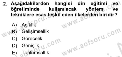 Din Eğitimi ve Din Hizmetlerinde Rehberlik Dersi 2018 - 2019 Yılı 3 Ders Sınav Soruları 2. Soru