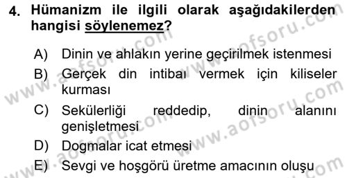 Din Eğitimi ve Din Hizmetlerinde Rehberlik Dersi 2018 - 2019 Yılı 3 Ders Sınav Soruları 4. Soru