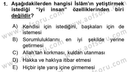 Din Eğitimi ve Din Hizmetlerinde Rehberlik Dersi 2018 - 2019 Yılı (Final) Dönem Sonu Sınav Soruları 1. Soru