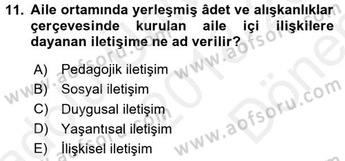 Din Eğitimi ve Din Hizmetlerinde Rehberlik Dersi 2018 - 2019 Yılı (Final) Dönem Sonu Sınav Soruları 11. Soru