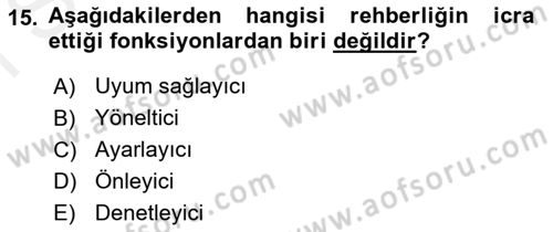 Din Eğitimi ve Din Hizmetlerinde Rehberlik Dersi 2018 - 2019 Yılı (Final) Dönem Sonu Sınav Soruları 15. Soru