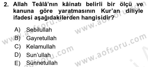 Din Eğitimi ve Din Hizmetlerinde Rehberlik Dersi 2018 - 2019 Yılı (Final) Dönem Sonu Sınav Soruları 2. Soru