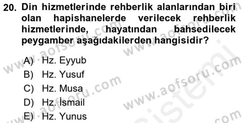 Din Eğitimi ve Din Hizmetlerinde Rehberlik Dersi 2018 - 2019 Yılı (Final) Dönem Sonu Sınav Soruları 20. Soru