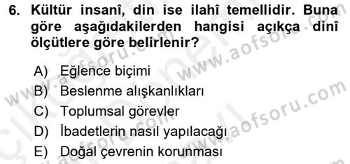 Din Eğitimi ve Din Hizmetlerinde Rehberlik Dersi 2018 - 2019 Yılı (Final) Dönem Sonu Sınav Soruları 6. Soru