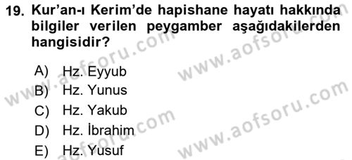 Din Eğitimi ve Din Hizmetlerinde Rehberlik Dersi 2020 - 2021 Yılı Yaz Okulu Sınav Soruları 19. Soru