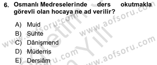 Din Eğitimi ve Din Hizmetlerinde Rehberlik Dersi 2020 - 2021 Yılı Yaz Okulu Sınav Soruları 6. Soru