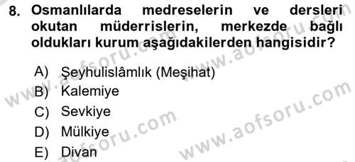 Din Eğitimi ve Din Hizmetlerinde Rehberlik Dersi 2020 - 2021 Yılı Yaz Okulu Sınav Soruları 8. Soru
